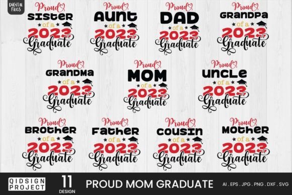 11 Proud Mom Graduate Bundle: A Versatile Graphic Design Asset for Crafts