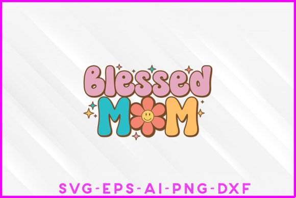 Blessed Mom Groovy: A Retro-Inspired Graphic Design Asset for Creative Publishing