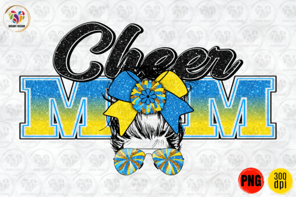 Cheer Mom Blue Yellow Sublimation: A Vibrant Graphic Asset for Crafts and Branding