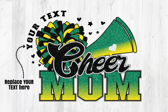 Cheer Mom Green Yellow Sublimation Graphics for Crafts & Content Publishing