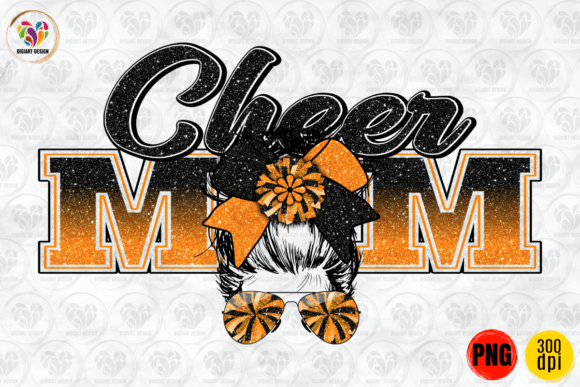 Cheer Mom, Messy Bun, Black Orange PNG Review for Real Projects