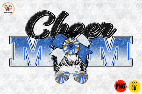Cheer Mom, Messy Bun, Navy Blue White: A Versatile Graphic Design Asset for Local Businesses