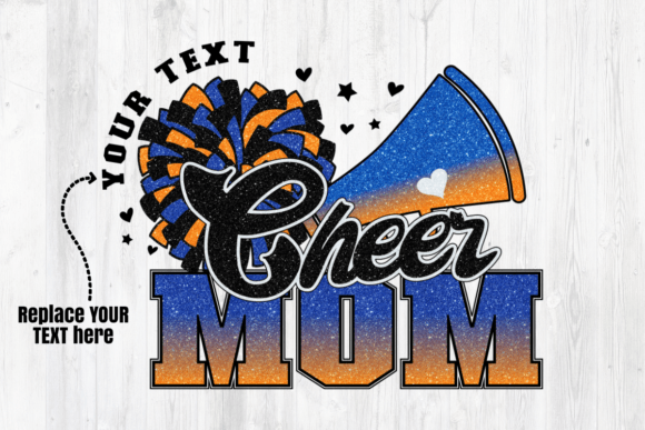 Cheer Mom Navy Blue Orange Sublimation for Crafts and Graphics