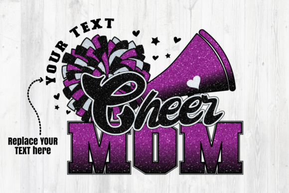 Cheer Mom Purple Black Sublimation: A Bold Graphic Asset for Crafts and Branding Projects