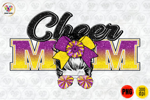 Cheer Mom Purple Yellow Sublimation: A Vibrant Graphic for Crafts and Commercial Use