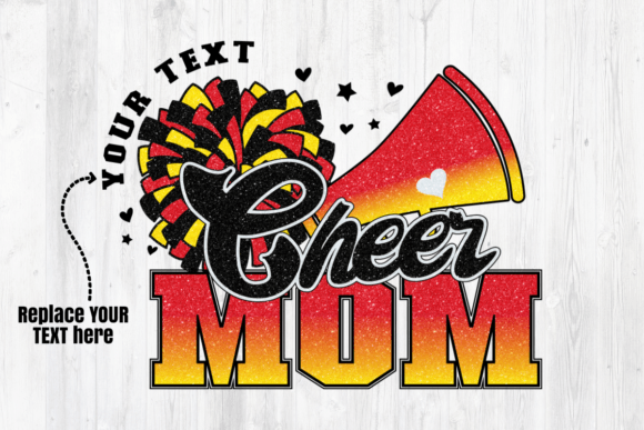 Cheer Mom Red Yellow Sublimation: A Vibrant Graphic Design Asset for Crafts & Branding