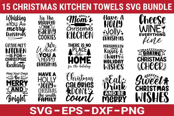Christmas Kitchen Towels SVG Bundle: A Festive Graphic Design Asset for Crafts