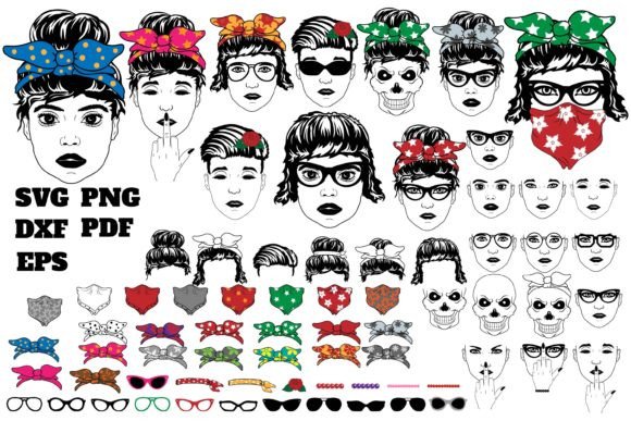 Messy Bun Bandana Clipart Woman Face Graphics and Crafts Review